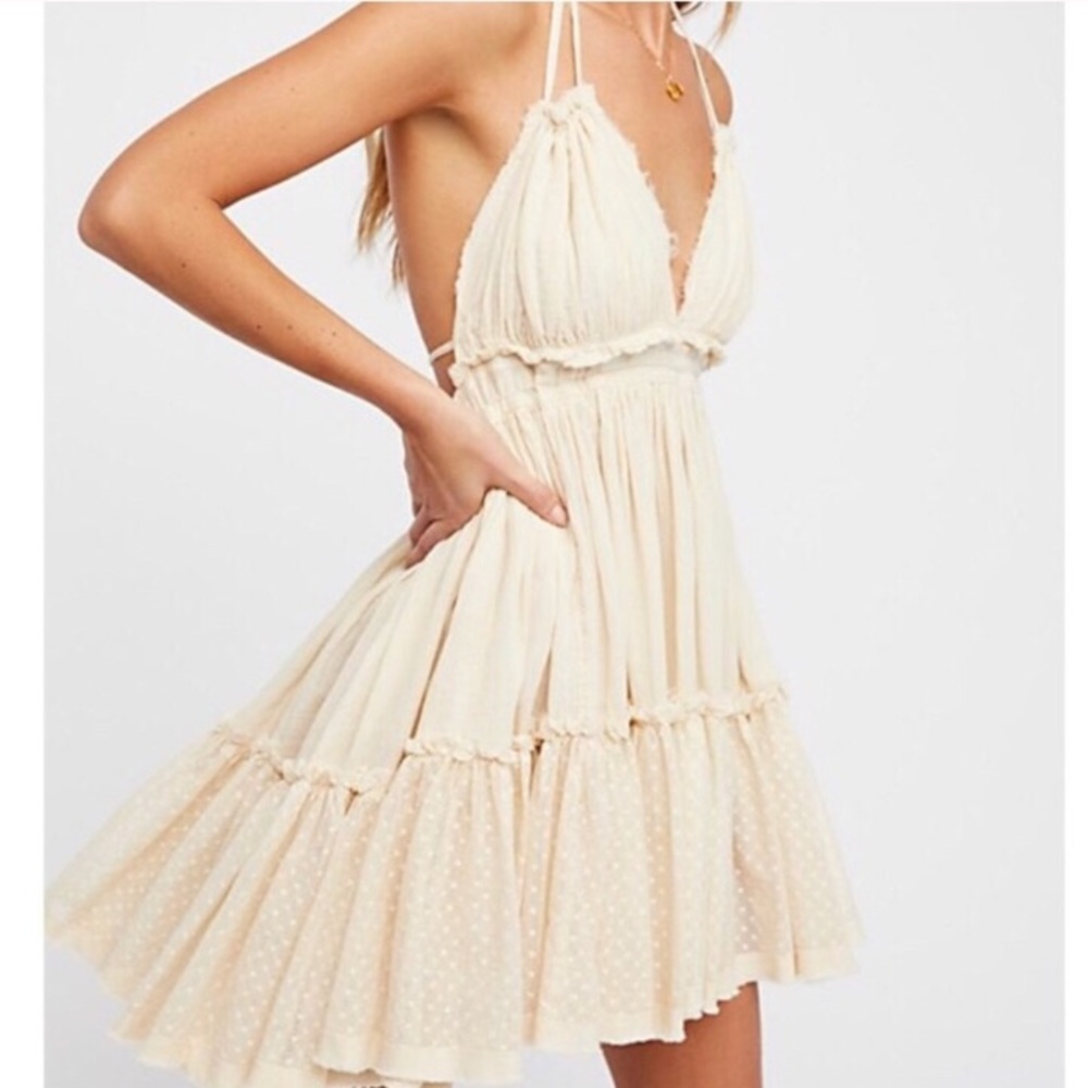 Free People Small Light Tan 100 Degree Mini Dress